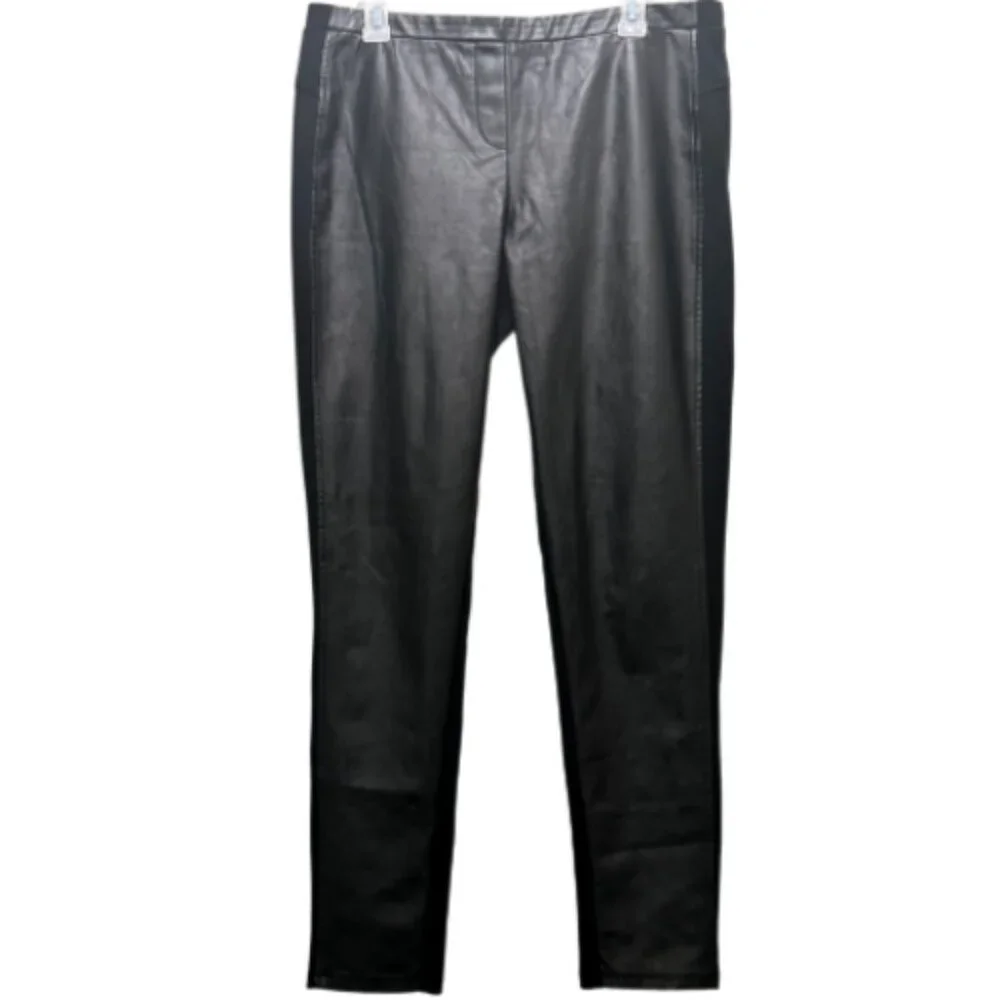 Women Black Faux Leather Pants Size LP
